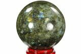 Flashy, Polished Labradorite Sphere - Great Color Play #103702-2
